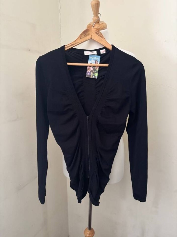 Sass&bide Women Long Sleeve Top 67% Silk Black Size: S