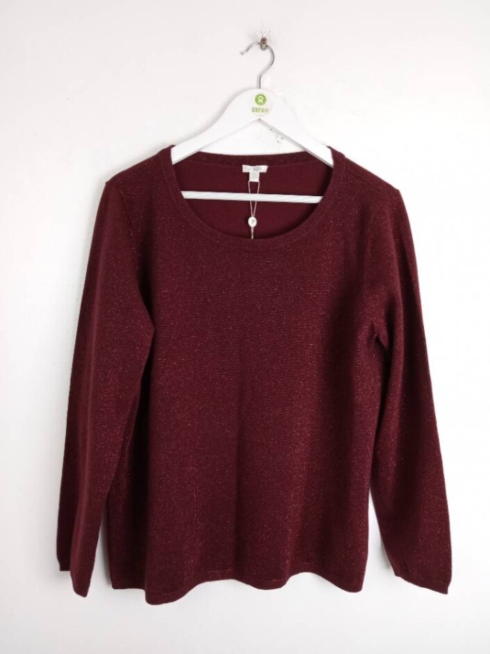 Precis Cotton-lurex Women's Long Sleeve Jumper Burgundy Size: L