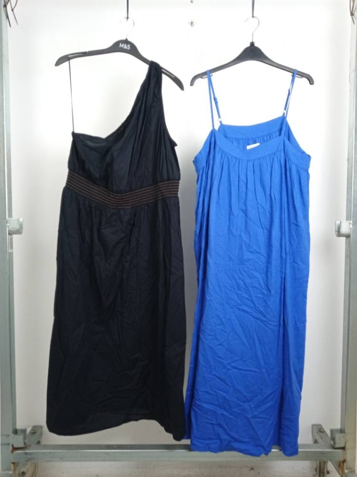 M&s Marks & Spencer 2x Summer Midi Dresses  Blue Black Size: 18