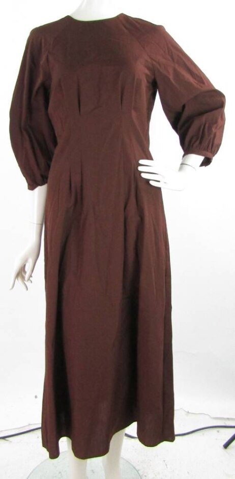 Bnwot M&s Collection Long Sleeve Cotton Midi Dress Chocolate Brown Size: 10