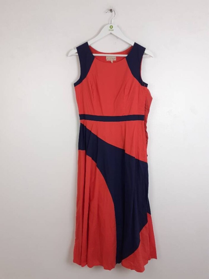Phase Eight 100% Cotton Women' S Sleeveless Evening Dress Blue/orange Size: 10