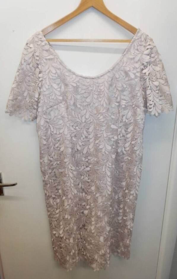 Jacques Vert Lace Mother Of The Bride Dress Oyster Pink Size: 18