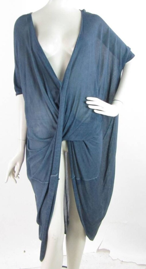 Bnwt Studio Italia Draped Batwing Midi Dress Harbour Blue Size: 22