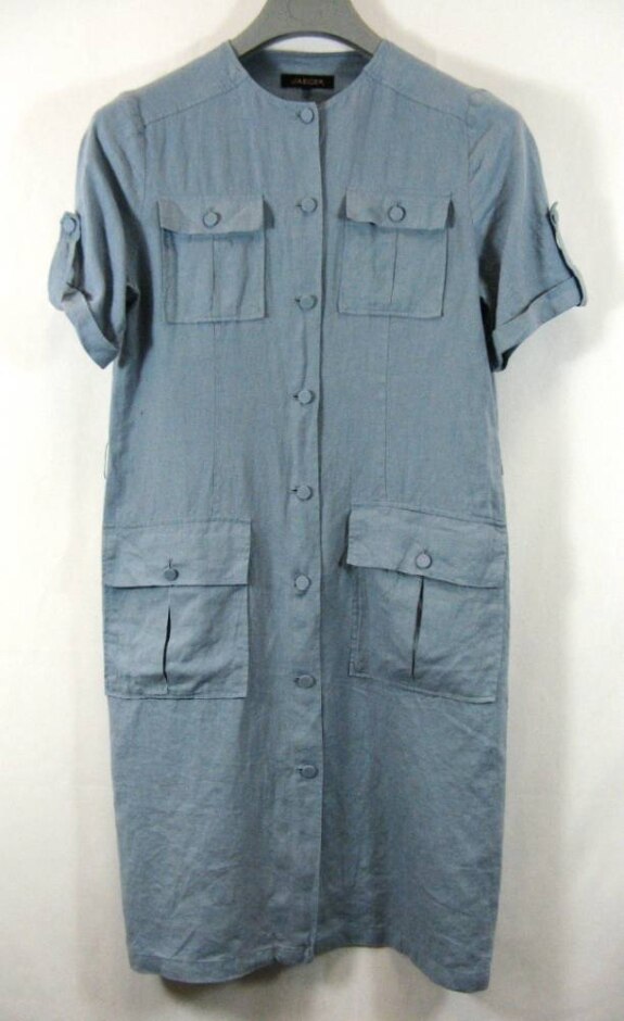 Jaeger Button-up Shirt Dress Blue Size: 10