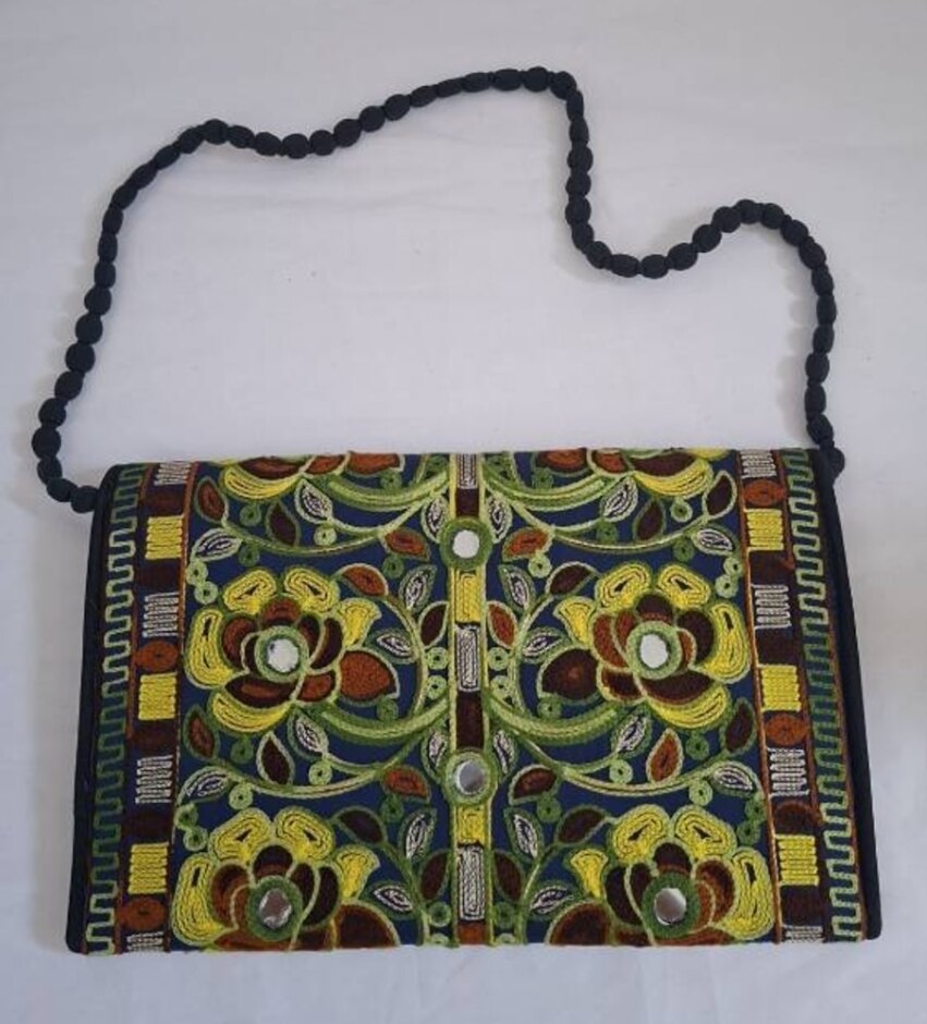 Embroidered Envelope Style Clutch Bag With Shoulder Strap H19.5cm W 32cm Brand New No Tags