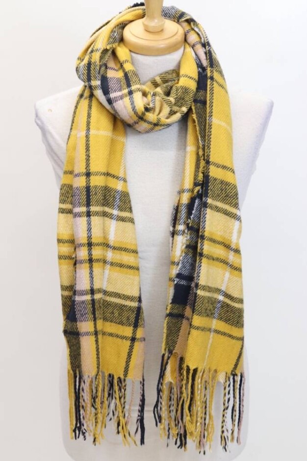 New Look Black And Yellow Checked/tartan Scarf