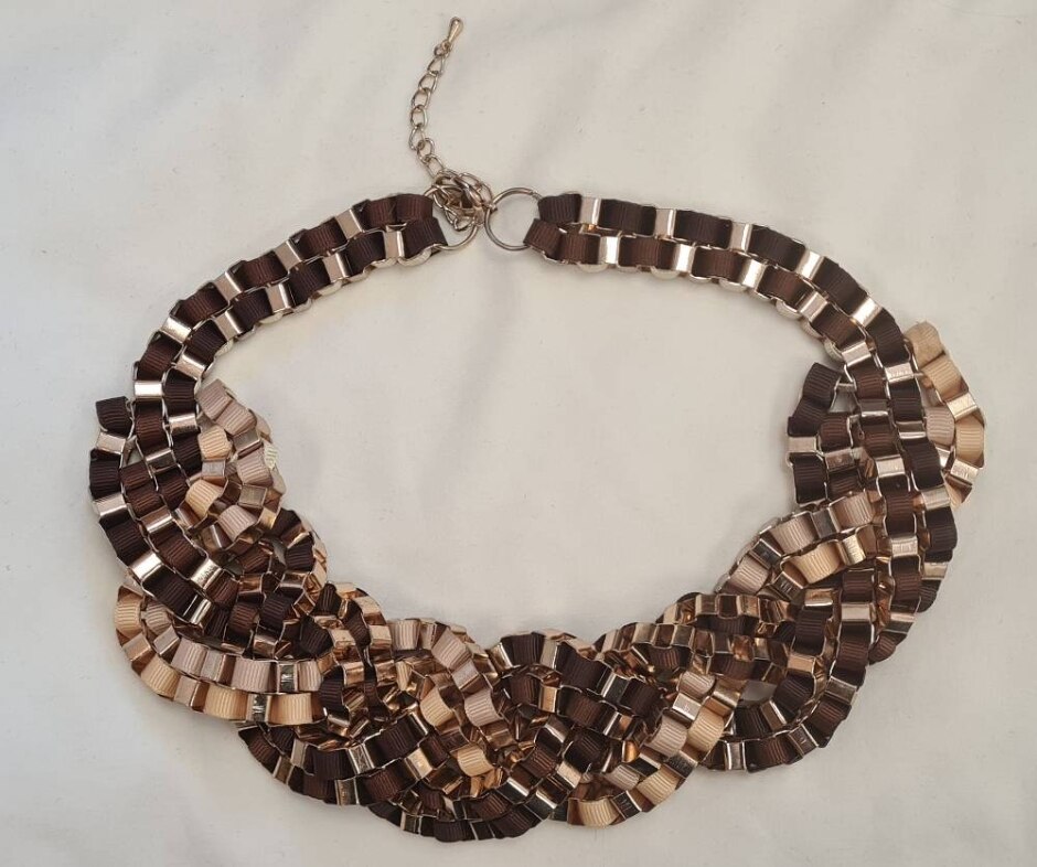 Multi Coloured Gold Finish Statement Necklace - 50cm