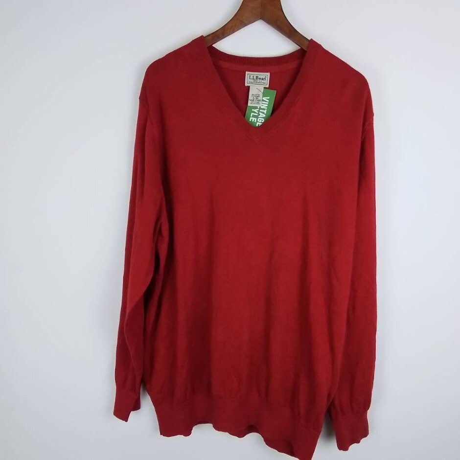Ll Bean V-neck Sweater Red Size: Xl