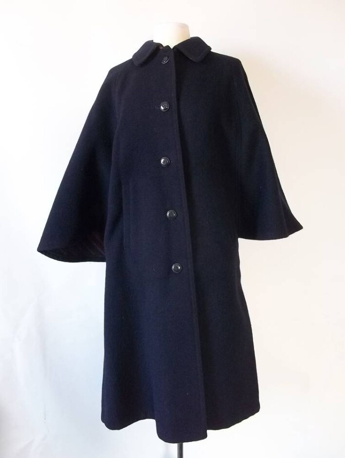 Loden-frey Vintage Wool Coat Navy Size: M