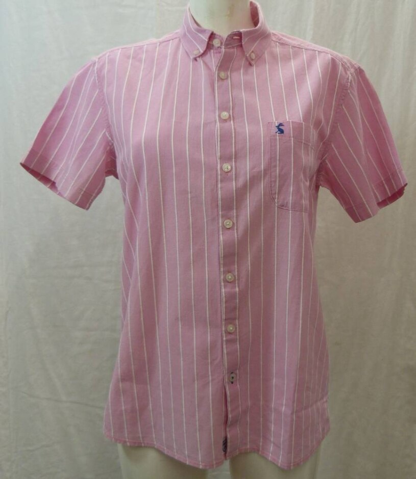 Joules Striped Cotton Shirt Pink/white Size: S