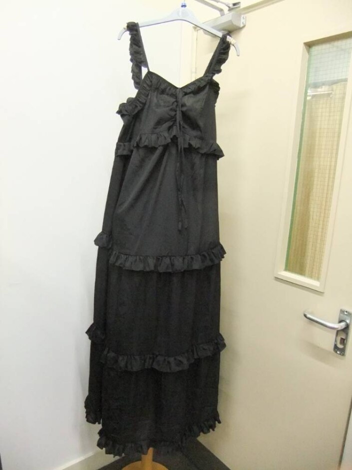 Boohoo Plain Black Frilled Dress Black  Size: 14