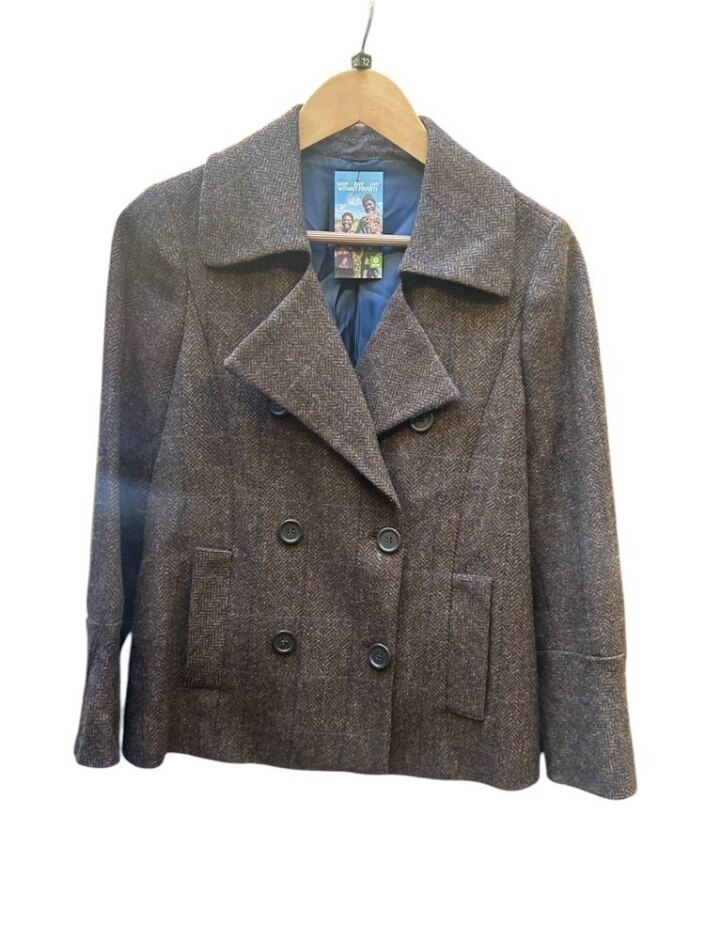 Walker Slater Double-breasted Wool Jacket Brown Size: 12