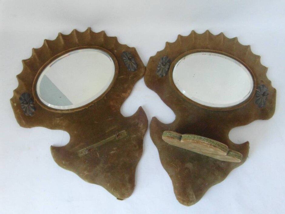 Pair Of Mirrored Wall Sconces With Candle Holders