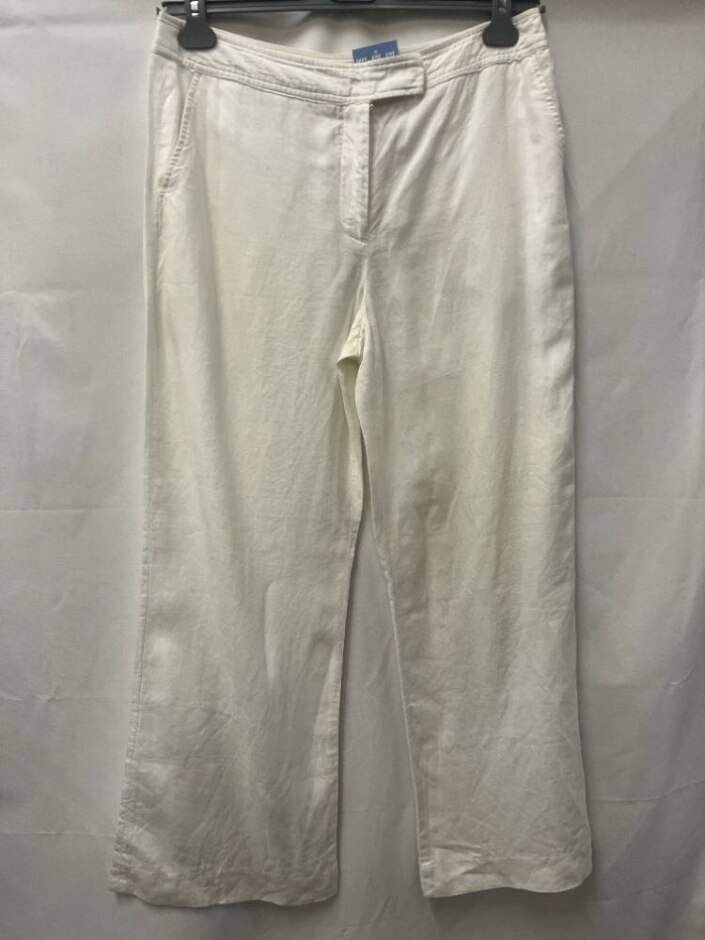 Tailored By Next  Pure Linen Wide Leg Trousers White Size: 12