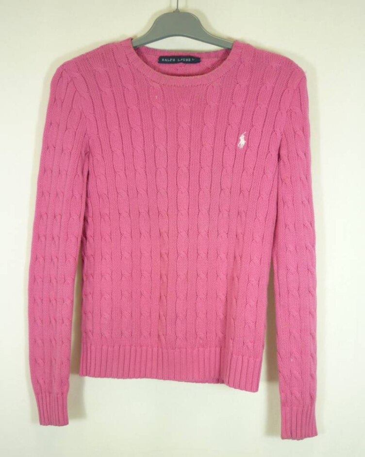 Ralph Lauren Knit Cotton Round Neck Jumper Pink Size: S