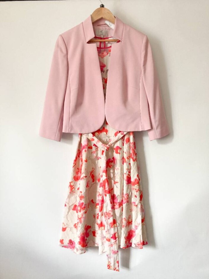 Country Collection Floral Dress And Blazer Set Bright Pink Size: 16
