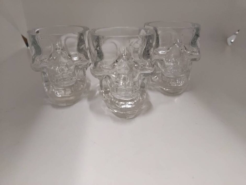Set Of Crystal Skull Vodka Shot Glasses