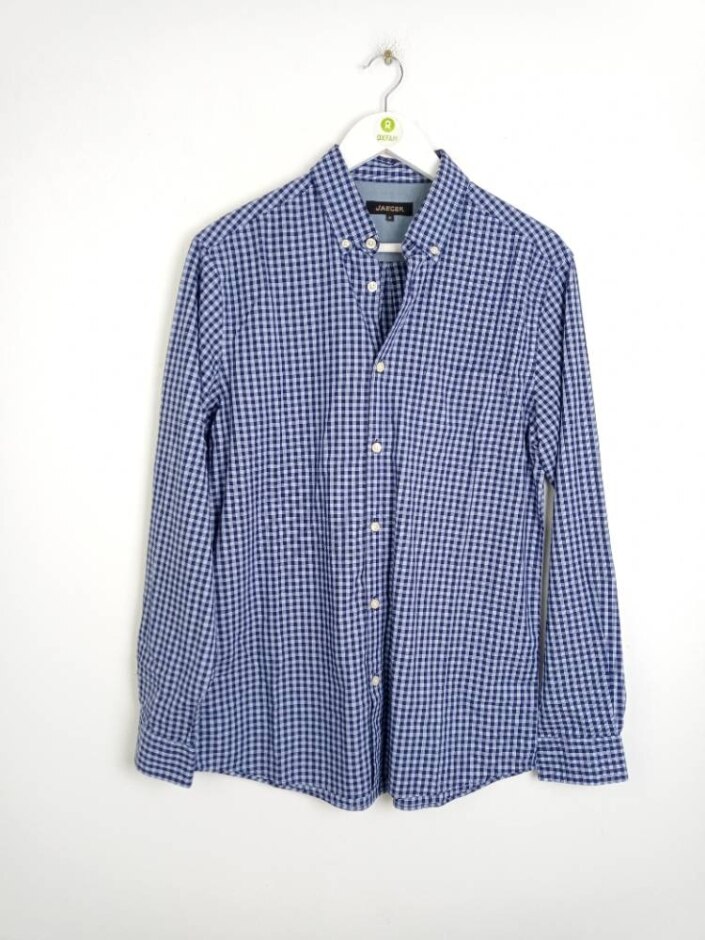 Jaeger Long Sleeve Gingham Shirt Blue Check Size: M
