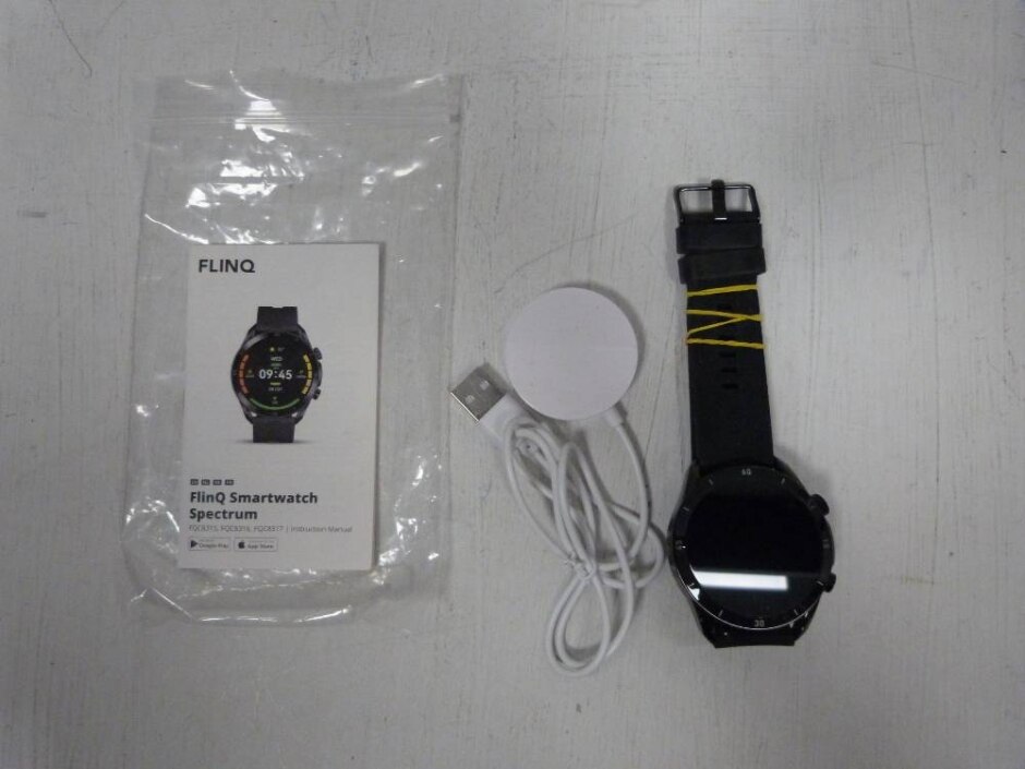 Flinq Black Smartwatch Spectrum With Wireless Charger & Instruction Manuel