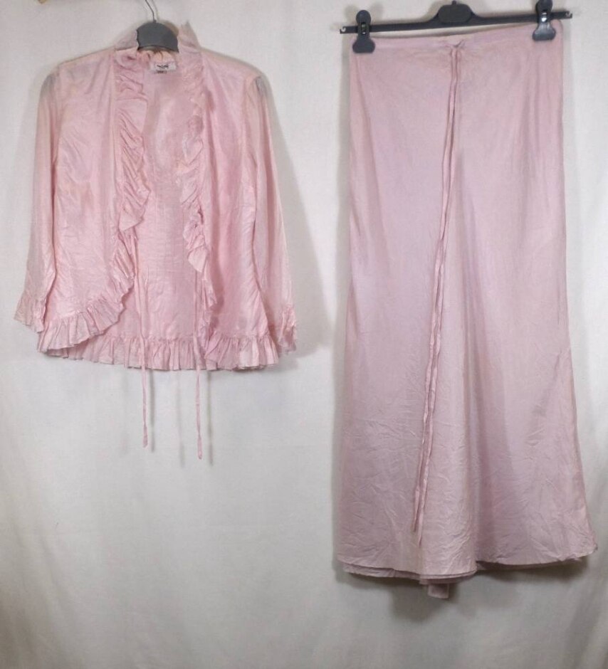 Whistles Top & Skirt Set - 100% Silk Light Pink Size: 10