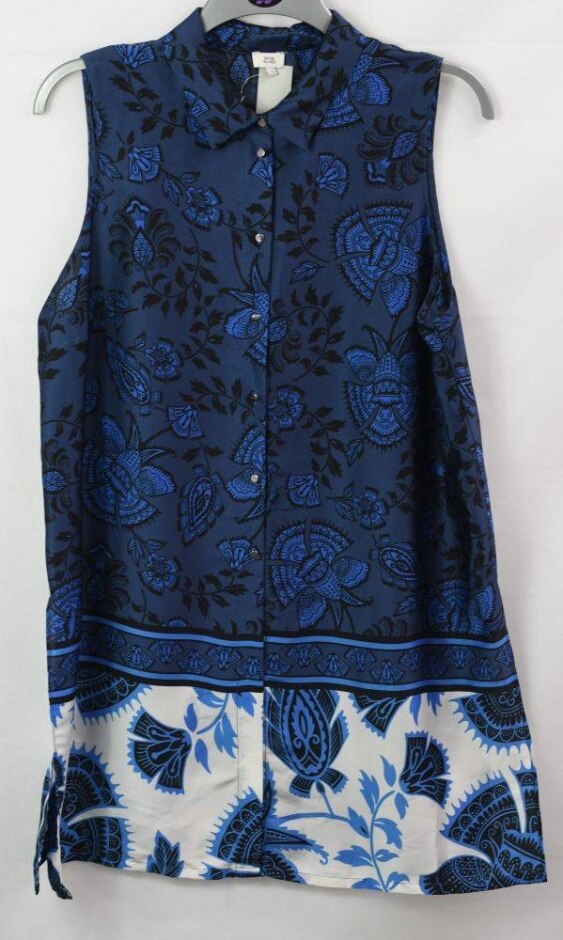 River Island Short Floral Dress Blue Size: 18