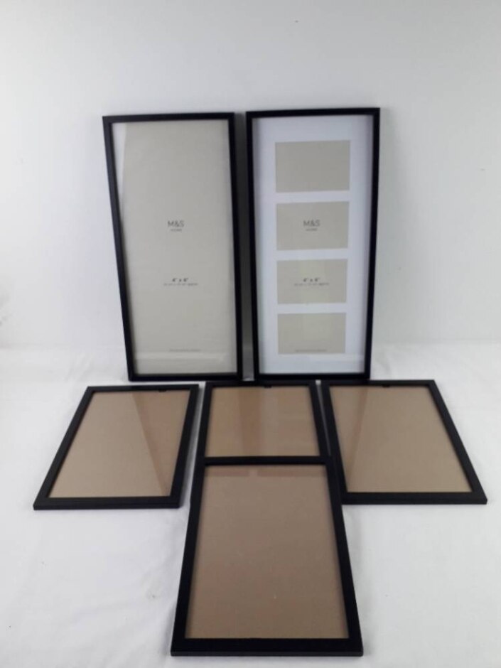 M&s 6pcs Photoframe Bundle 4 A4 Black Frames 2 Long 4 Photos 4"x6" Frames
