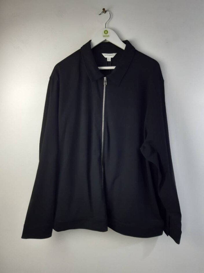 M&s Autograph  Cotton Rich Harrington Jacket Black Size: One Size