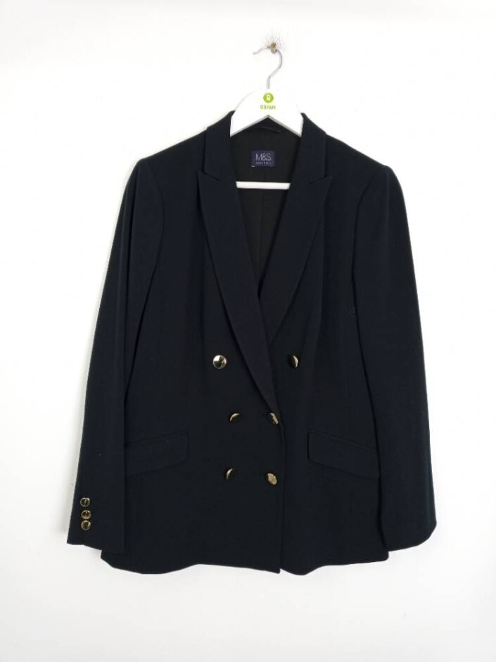 M&s Collection Blazer Style Jacket Black Size: 16