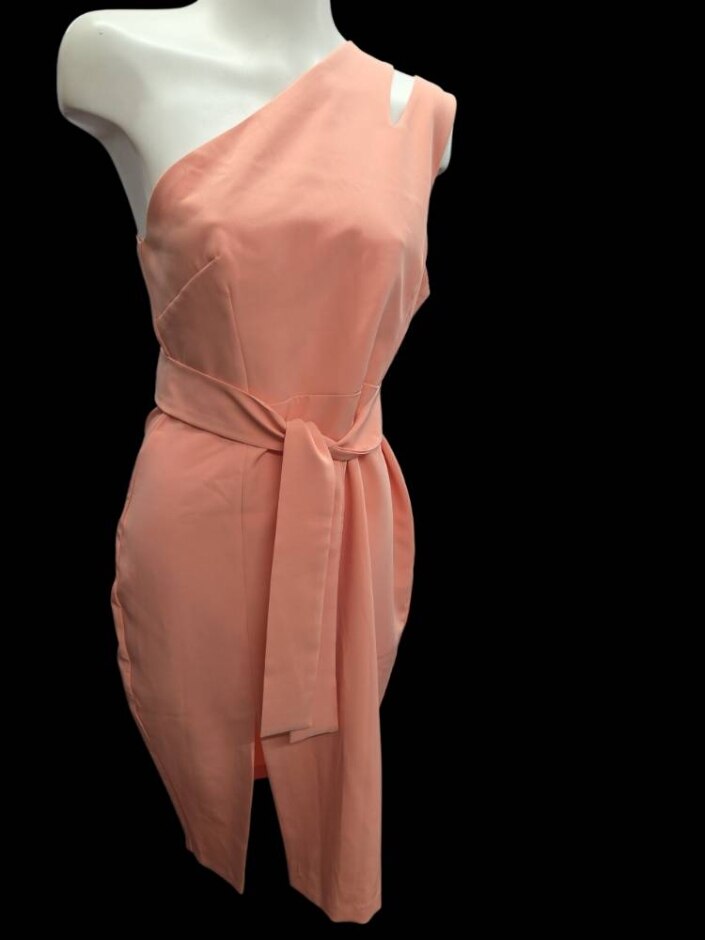 Vesper Asymmetric Party Dress Peach Size: 14