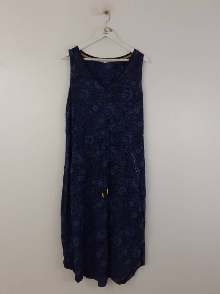 White Stuff 100%cotton Women's Floral Print Midi Dress Navy Size: L