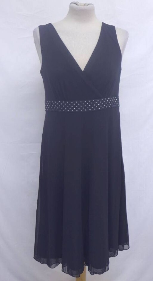 Next Studded Mid Waist Dress Jet Black Size: 10