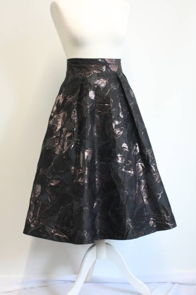 Coast Flared Floral Print Skirt Black Size: 12