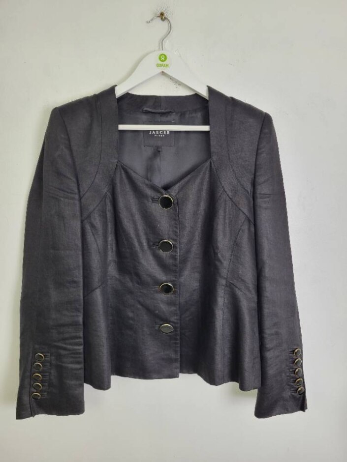 Jaeger  Linen Skirt Suit Black Size: 14