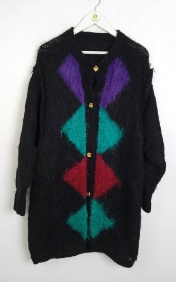 Unbranded Vintage Fluffy Mohair Cardigan Black Size: L