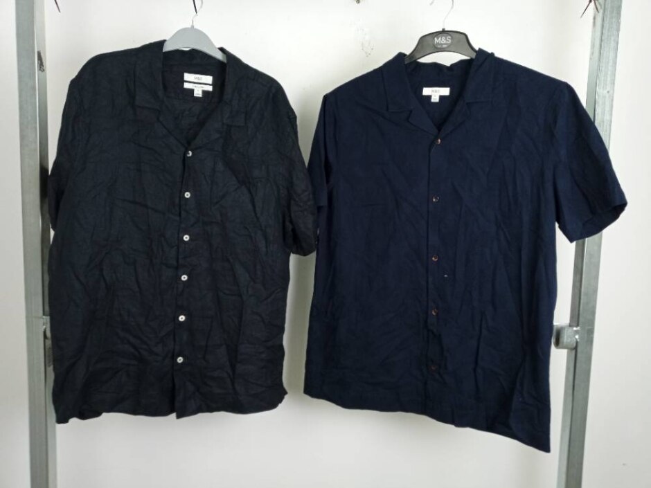 M&s Marks & Spencer 2pcs Bundle Shirts Navy Black Size: Xl