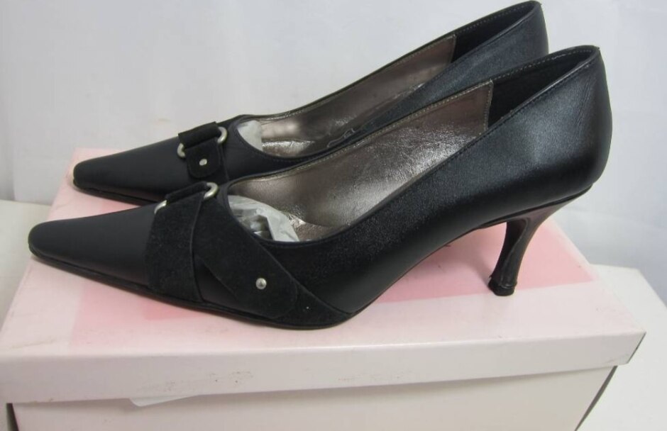 Black Leather Court Shoes Size 6