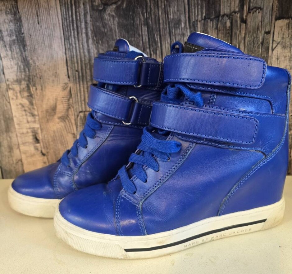 Marc By Marc Jacobs Blue Leather High Top Trainers Size 5 / 38