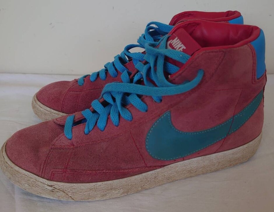 Nike Blazer Mid Suede Trainers Uk5/us5.5/eu38 Pink/blue/red