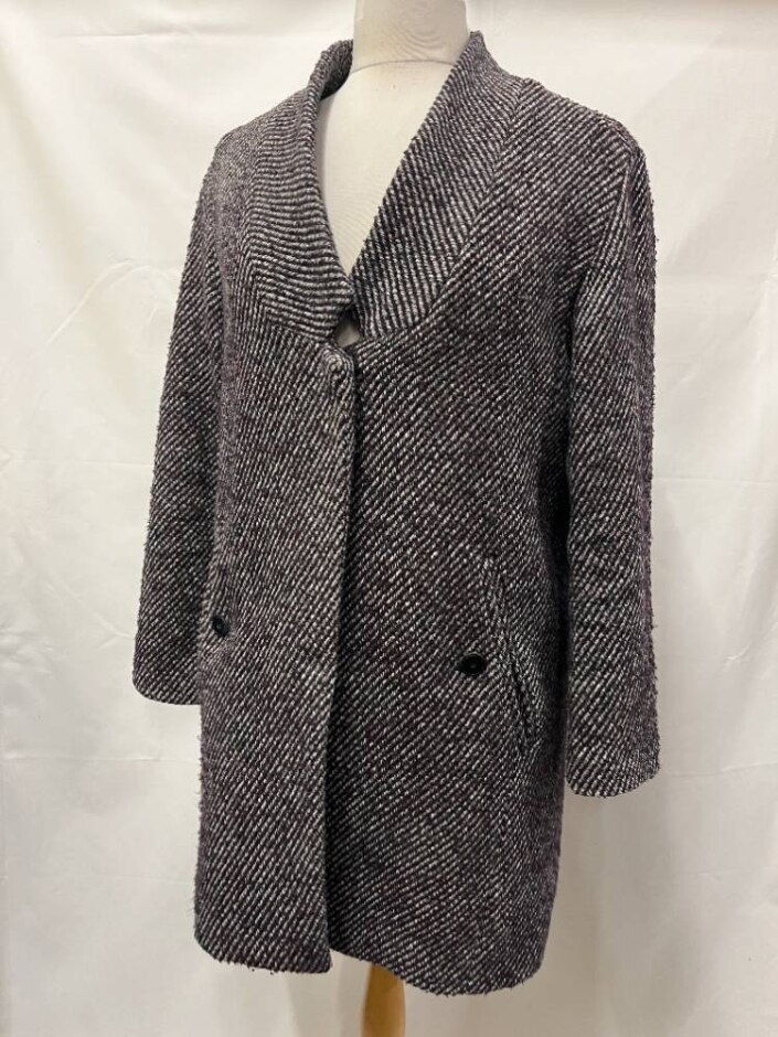 Mango Basics Wool Blend Winter Coat Black Burgundy  Size: Xs