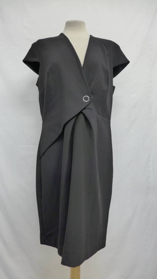 Mango Basics Wrap Style Evening Dress Jet Black  Size: Xl