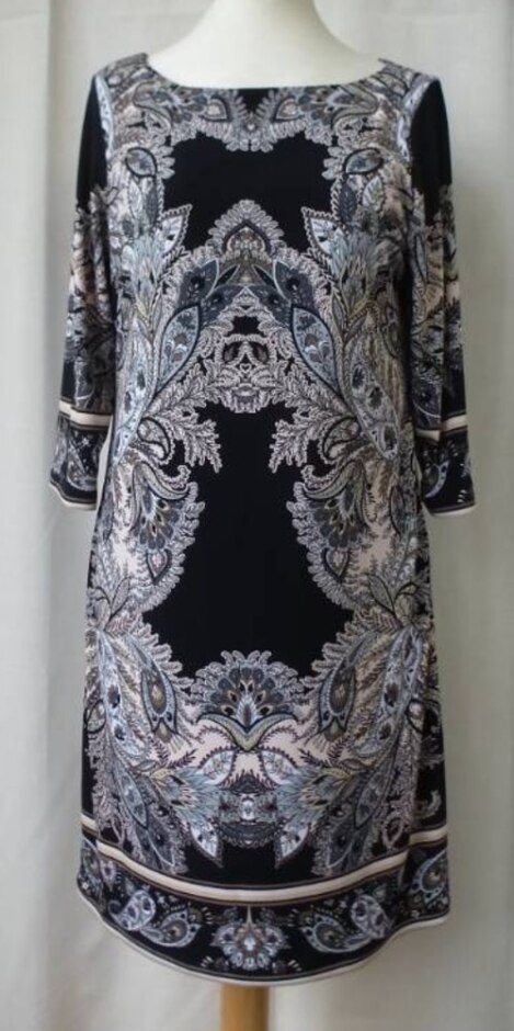 Wallis Petite Paisley Jersey Dress Black Size: 10
