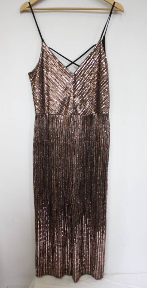Miss Selfridge Bnwt Sparkly Jumpsuit Rose Gold Size: 12