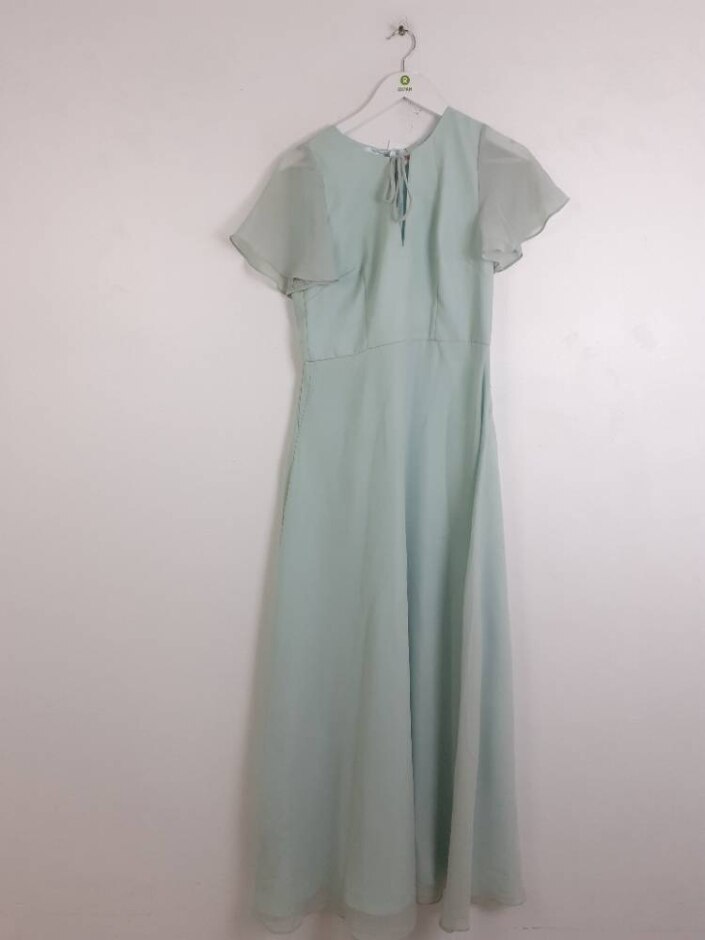 Chi Chi London Chiffon Maxi Dress Green Size: 10