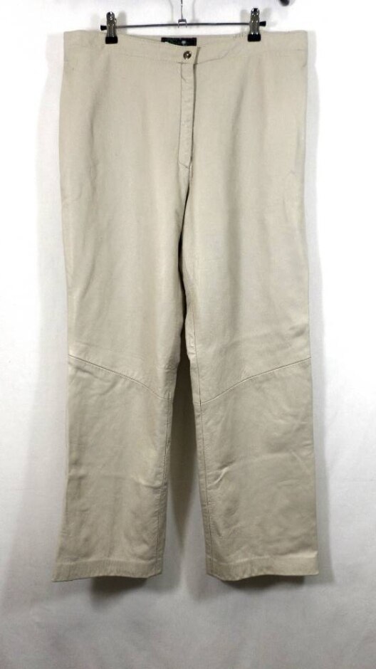 Dc Collection Leather Trousers  Cream Size: 18