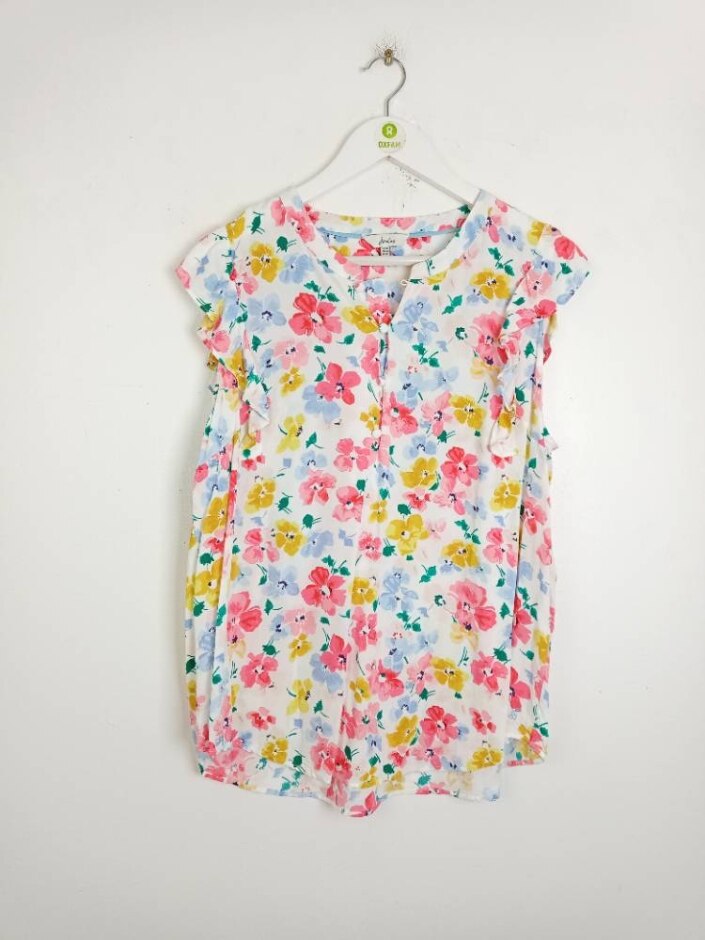 Joules Sleeveless Top Blouse White Yellow Size: 16