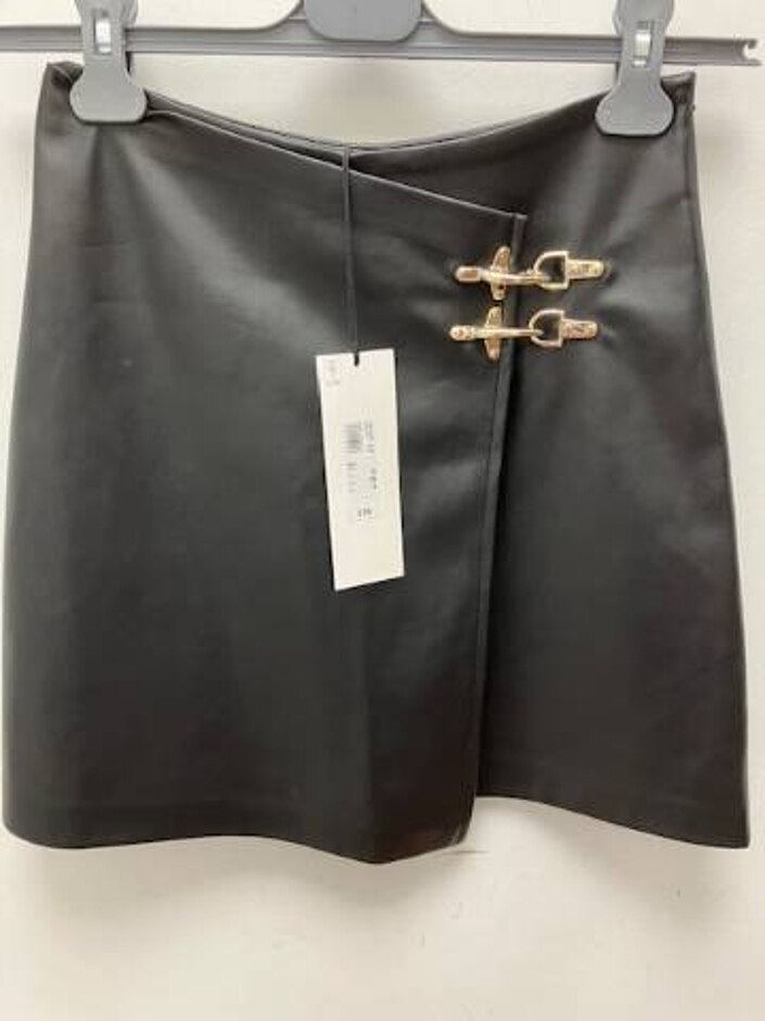 River Island Leather Effect Mini Skirt Black Size: 8