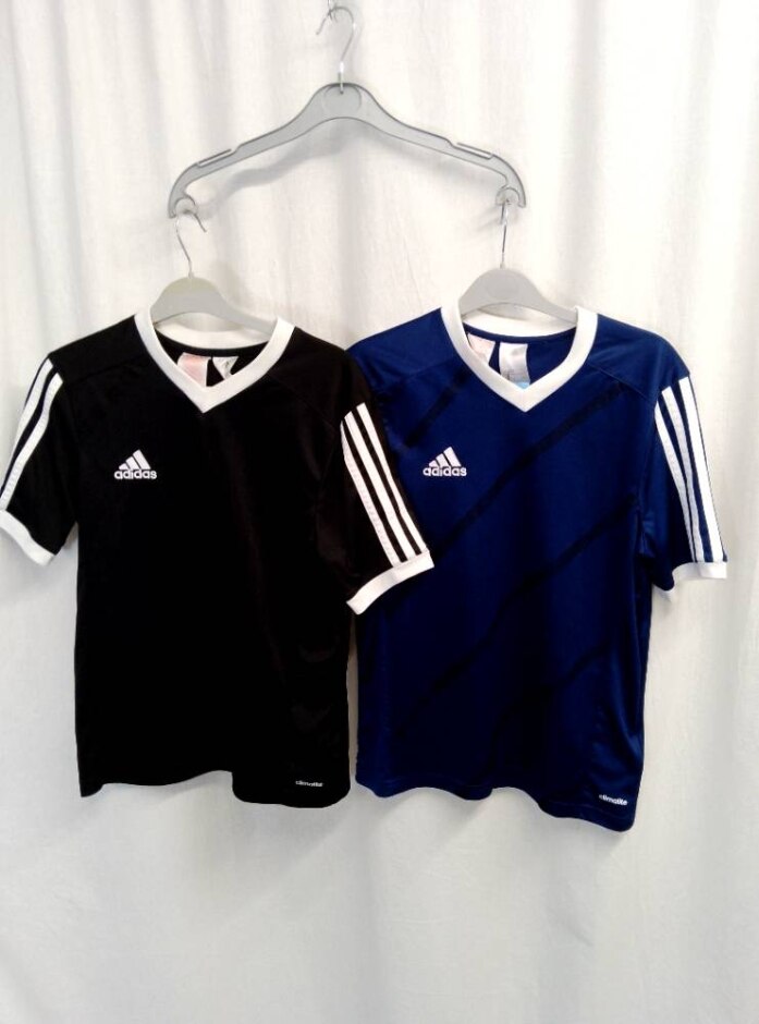 Adidas 2 T Shirts Blue And Black Size: 14 - 15 Years