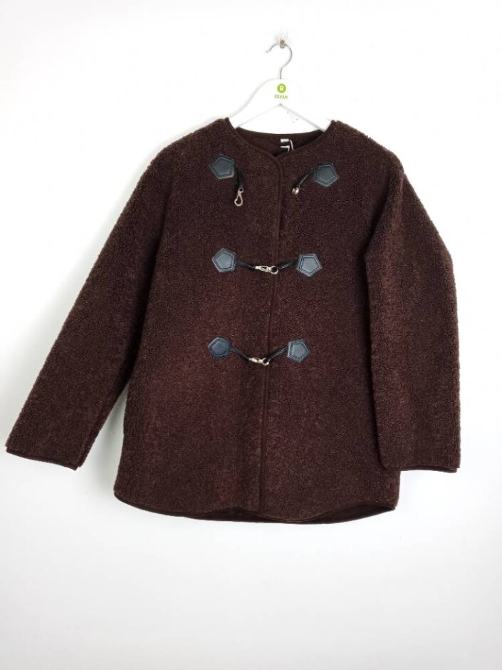 M&s Soft Shearling Jacket Rrp £75 Dark Chocolate Size: 10
