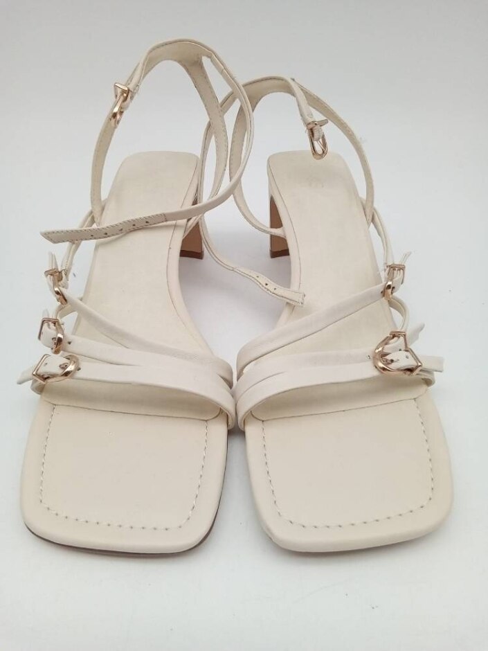 M&s Women's Multi Strap Leather Heel Sandals White New Without Tags Size: Uk 6.5 New