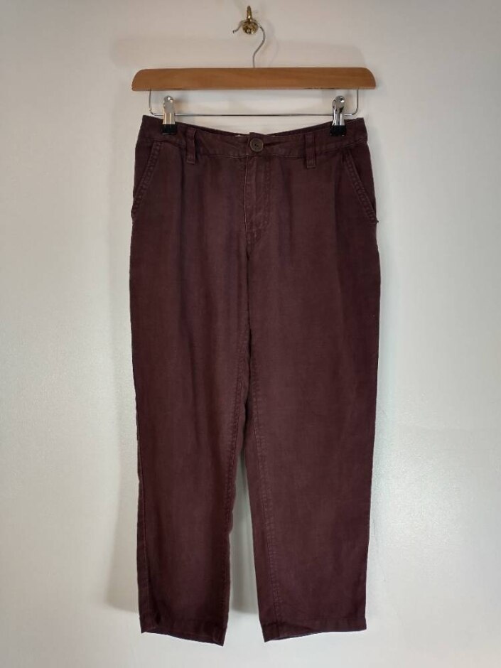 Fat Face Linen Trousers Burgandy Size: 6